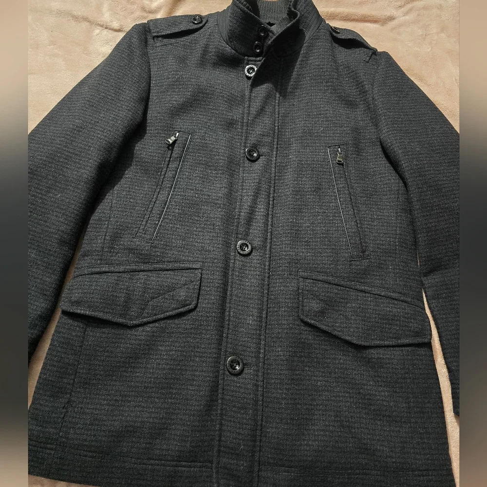 BOSS HUGO Boss Cassman coat wool blend zip/button front pockets lined men 40R